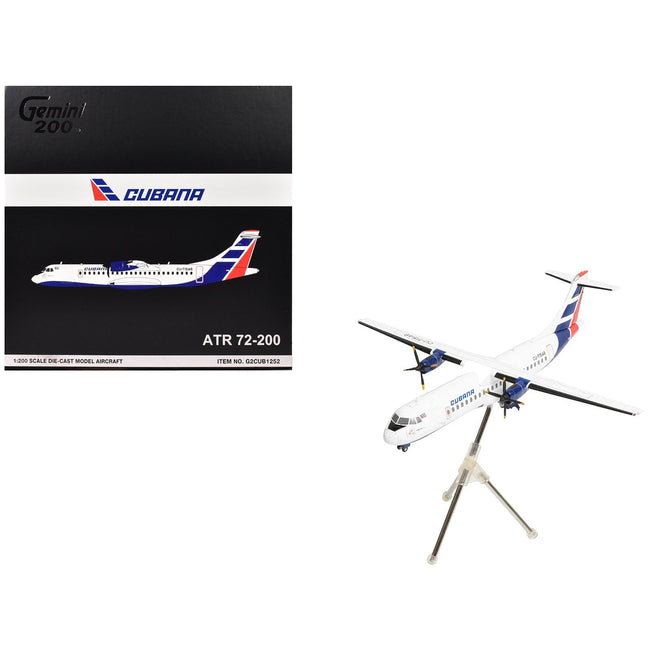 ATR 72-200 Commercial Aircraft "Cubana de Aviacion" (CU-T1548) White with Red and Blue Tail "Gemini 200" Series 1/200 Diecast Model Airplane by GeminiJets-GeminiJets-ModelCars.com