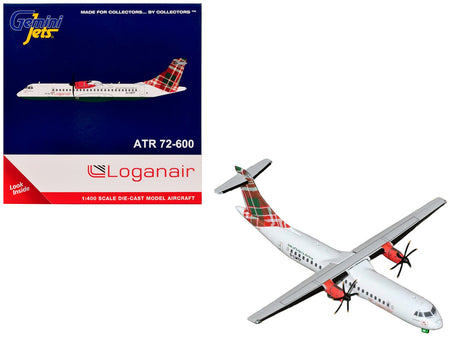 ATR 72-600 Commercial Aircraft "Loganair - Isle of Man's Airline" (G-LMTE) White with Red and Green Plaid Tail 1/400 Diecast Model by GeminiJets-GeminiJets-ModelCars.com