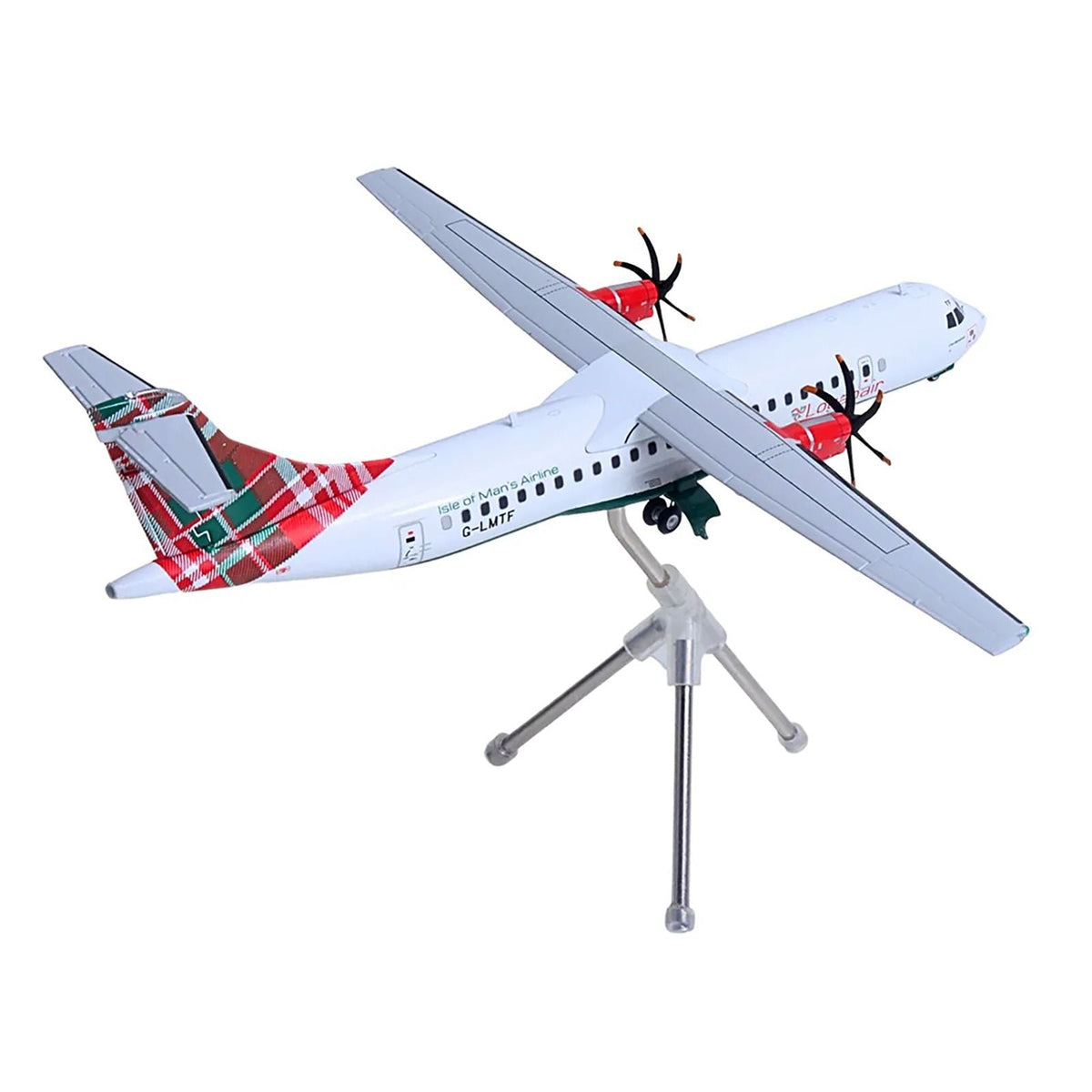 ATR 72-600 Commercial Aircraft "Loganair - Isle of Man's Airline" (G-LMTF) White with Green and Red Plaid Tail "Gemini 200" Series 1/200 Diecast Model Airplane by GeminiJets-GeminiJets-ModelCars.com