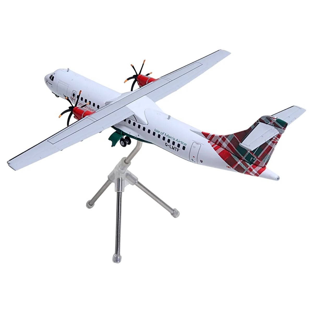 ATR 72-600 Commercial Aircraft "Loganair - Isle of Man's Airline" (G-LMTF) White with Green and Red Plaid Tail "Gemini 200" Series 1/200 Diecast Model Airplane by GeminiJets-GeminiJets-ModelCars.com