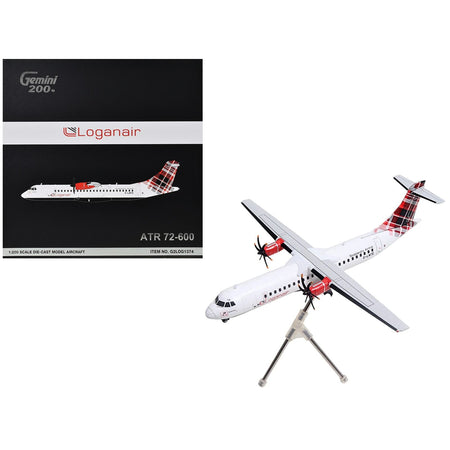 ATR 72-600 Commercial Aircraft "Loganair - Scotland's Airline" (G-LMTE) White with Red Plaid Tail "Gemini 200" Series 1/200 Diecast Model Airplane by GeminiJets-GeminiJets-ModelCars.com