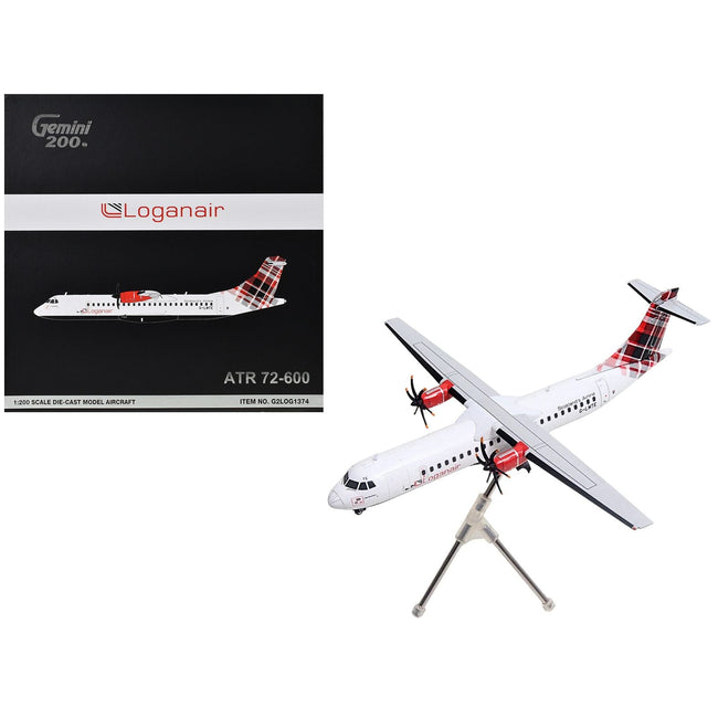ATR 72-600 Commercial Aircraft "Loganair - Scotland's Airline" (G-LMTE) White with Red Plaid Tail "Gemini 200" Series 1/200 Diecast Model Airplane by GeminiJets-GeminiJets-ModelCars.com