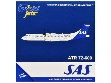 ATR 72-600 Commercial Aircraft "Scandinavian Airlines" (SE-MKD) White with Blue Tail 1/400 Diecast Model by GeminiJets-GeminiJets-ModelCars.com