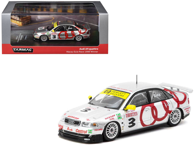 Audi A4 Quattro #3 Frank Biela Winner "Macau Guia Race" (1996) "Hobby64" Series 1/64 Diecast Model Car by Tarmac Works-Tarmac Works-ModelCars.com