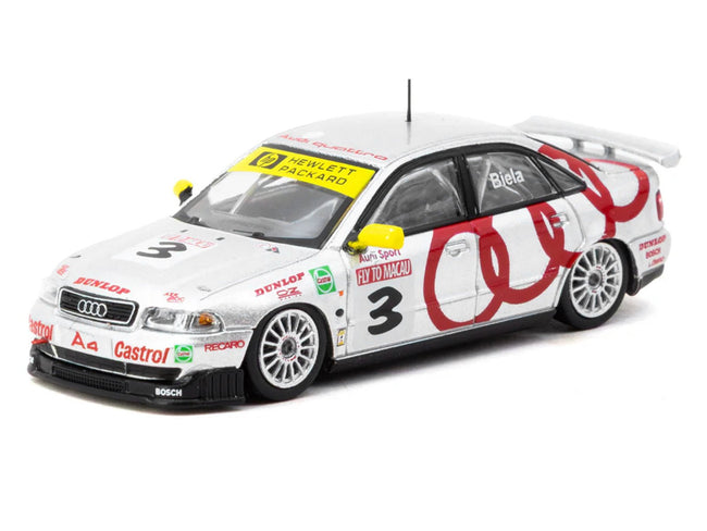 Audi A4 Quattro #3 Frank Biela Winner "Macau Guia Race" (1996) "Hobby64" Series 1/64 Diecast Model Car by Tarmac Works-Tarmac Works-ModelCars.com