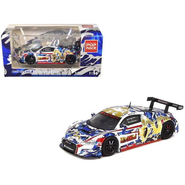 Audi R8 LMS "Evisu Racing X Works" White with Graphics 1/64 Diecast Model Car by Pop Race-Pop Race-ModelCars.com