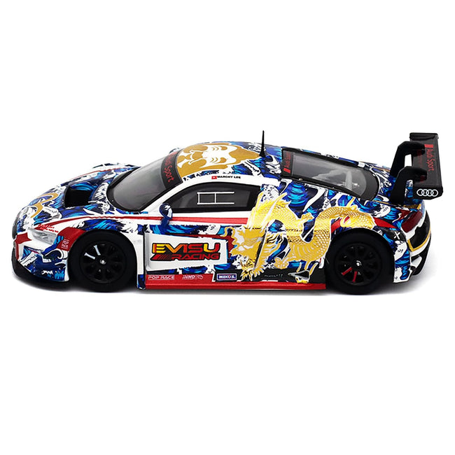 Audi R8 LMS "Evisu Racing X Works" White with Graphics 1/64 Diecast Model Car by Pop Race-Pop Race-ModelCars.com