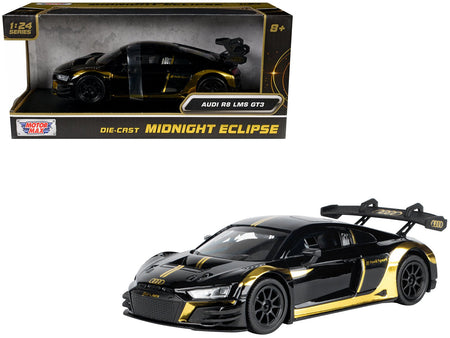 Audi R8 LMS GT3 Black with Gold Stripes and Graphics "Midnight Eclipse" Series 1/24 Diecast Model Car by Motormax-Motormax-ModelCars.com