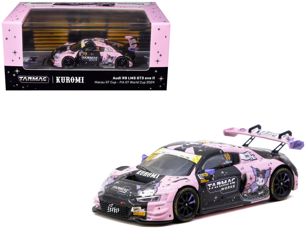 Audi R8 LMS GT3 evo II #10 Adderly Fong "Uno Racing Team - Kuromi" "Macau GT Cup - FIA GT World Cup" (2024) with Collectible Tarmac Cards "Hobby64" Series 1/64 Diecast Model Car by Tarmac Works-Tarmac Works-ModelCars.com