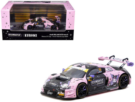 Audi R8 LMS GT3 evo II #10 Adderly Fong "Uno Racing Team - Kuromi" "Macau GT Cup - FIA GT World Cup" (2024) with Collectible Tarmac Cards "Hobby64" Series 1/64 Diecast Model Car by Tarmac Works-Tarmac Works-ModelCars.com