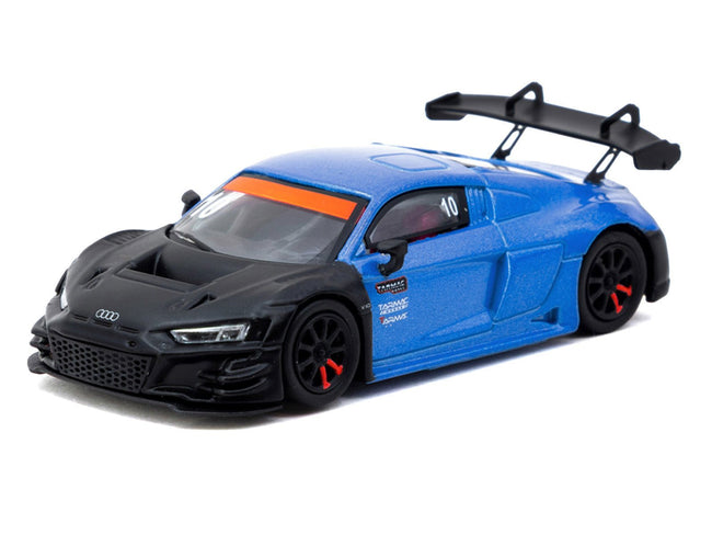 Audi R8 LMS GT3 evo II #10 "Tarmac Works 10th Anniversary" Blue Metallic and Matt Black "Hobby64" Series 1/64 Diecast Model Car by Tarmac Works-Tarmac Works-ModelCars.com