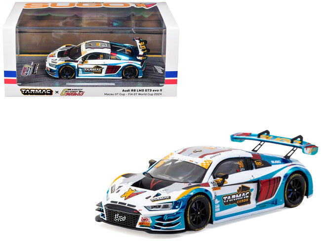 Audi R8 LMS GT3 evo II 30 James Yu "Uno Racing Team" "Macau GT Cup - FIA GT World Cup" (2024) with A4 Poster "Hobby43" Series 1/43 Diecast Model Car by Tarmac Works-Tarmac Works-ModelCars.com