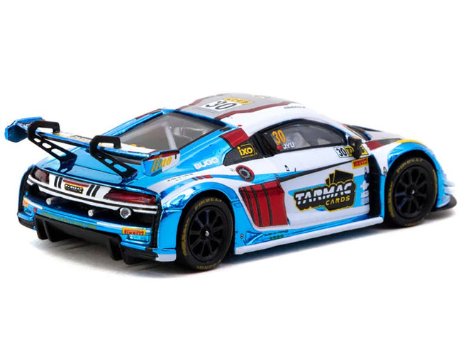 Audi R8 LMS GT3 evo II #30 James Yu "Uno Racing Team" "Macau GT Cup - FIA GT World Cup" (2024) with Plastic Transporter Packaging and Collectible Tarmac Cards "Hobby64" Series 1/64 Diecast Model Car by Tarmac Works-Tarmac Works-ModelCars.com