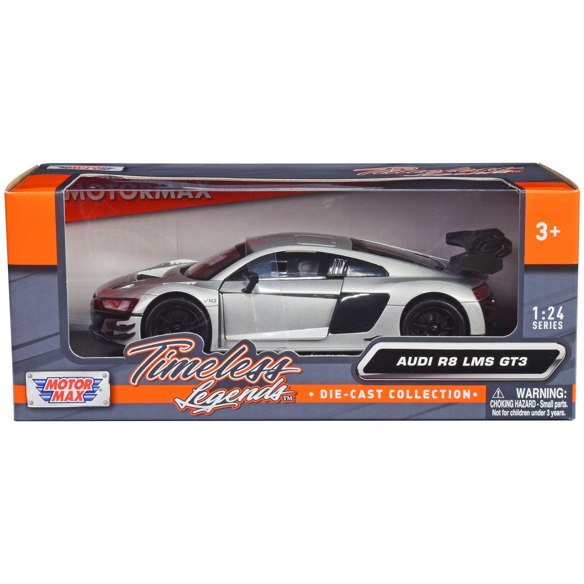 Audi R8 LMS GT3 Silver Metallic "Timeless Legends" Series 1/24 Diecast Model Car by Motormax - Motormax - ModelCars.com