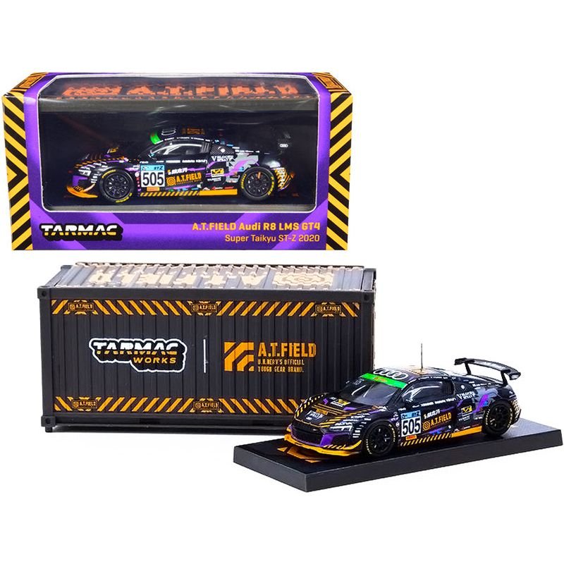 Audi R8 LMS GT4 505 Nishimura - Okamoto - Tagahara - Fujiwara "A.T. Field" Super Taikyu ST - Z (2020) with Container Case 1/64 Diecast Model Car by Tarmac Works - Tarmac Works - ModelCars.com