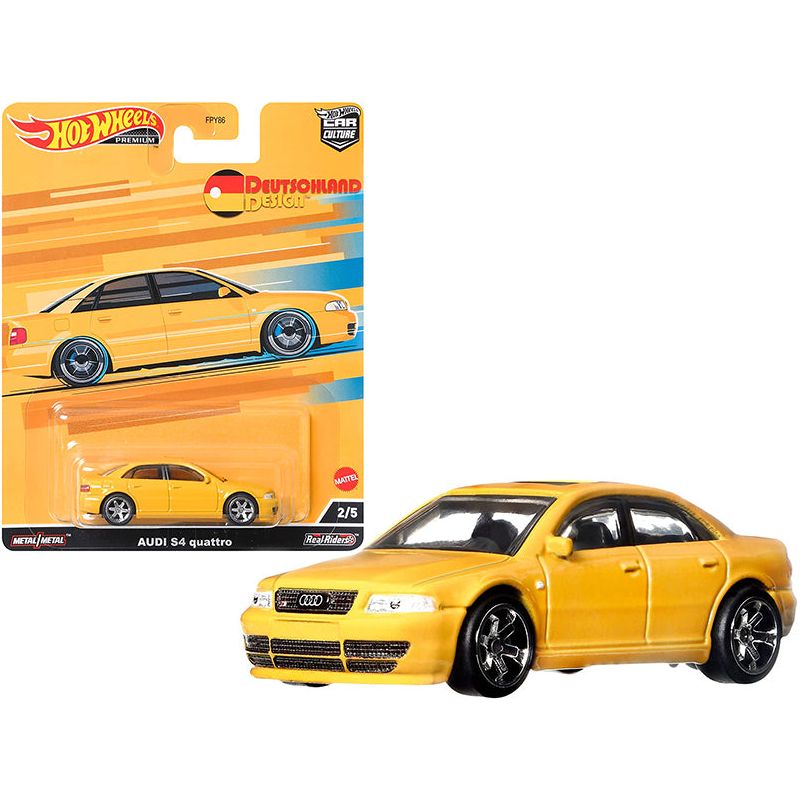Audi S4 Quattro with Sunroof Yellow "Deutschland Design" Series Diecast Model Car by Hot Wheels-Hotwheels-ModelCars.com