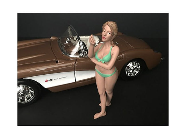 August Bikini Calendar Girl Figurine for 1/24 Scale Models by American Diorama-American Diorama-ModelCars.com
