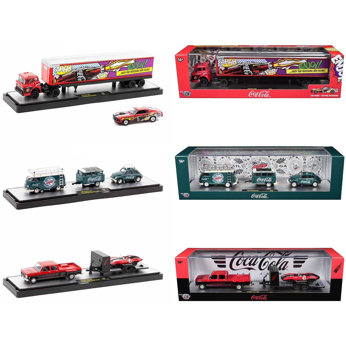 Auto Haulers "Coca-Cola" Set of 3 pieces Release 32 Limited Edition to 7250 pieces Worldwide 1/64 Diecast Models by M2 Machines-M2-ModelCars.com