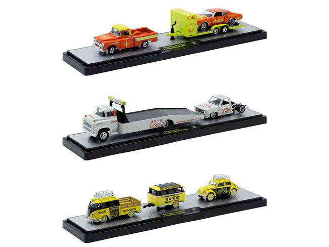 Auto Haulers "Coca-Cola" Set of 3 pieces Release 43 Limited Edition to 6200 pieces Worldwide 1/64 Diecast Models by M2 Machines-M2-ModelCars.com