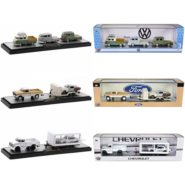 Auto Haulers Set of 3 Trucks Release 65 Limited Edition to 9000 pieces Worldwide 1/64 Diecast Models by M2 Machines-M2-ModelCars.com