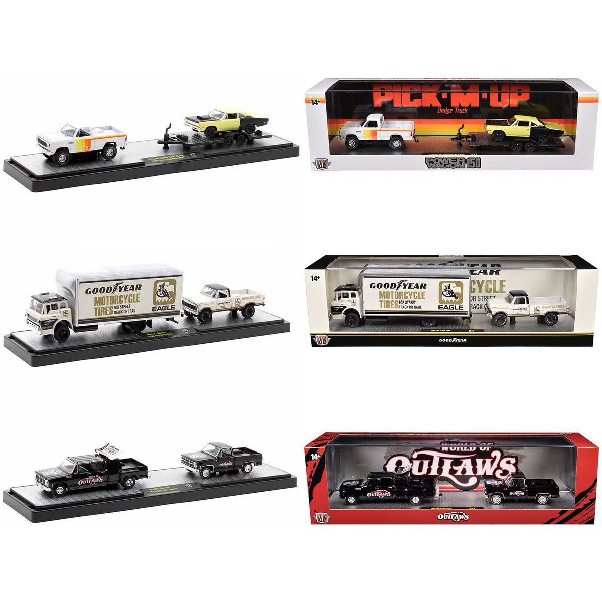 Auto Haulers Set of 3 Trucks Release 77 Limited Edition to 8000 pieces Worldwide 1/64 Diecast Models by M2 Machines-M2-ModelCars.com