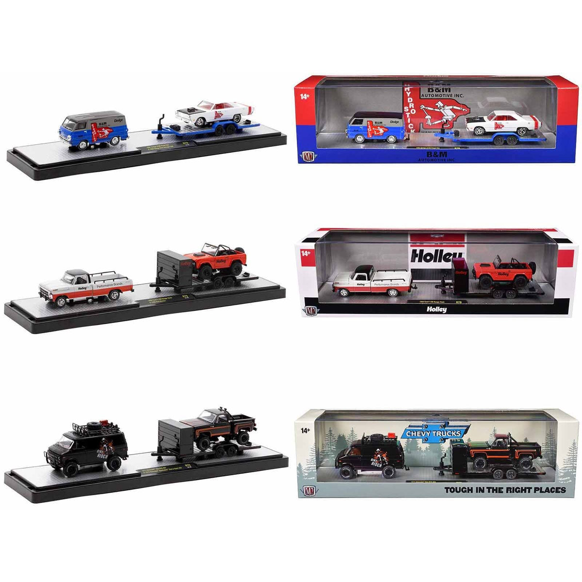 Auto Haulers Set of 3 Trucks Release 79 Limited Edition to 8000 pieces Worldwide 1/64 Diecast Models by M2 Machines-M2-ModelCars.com