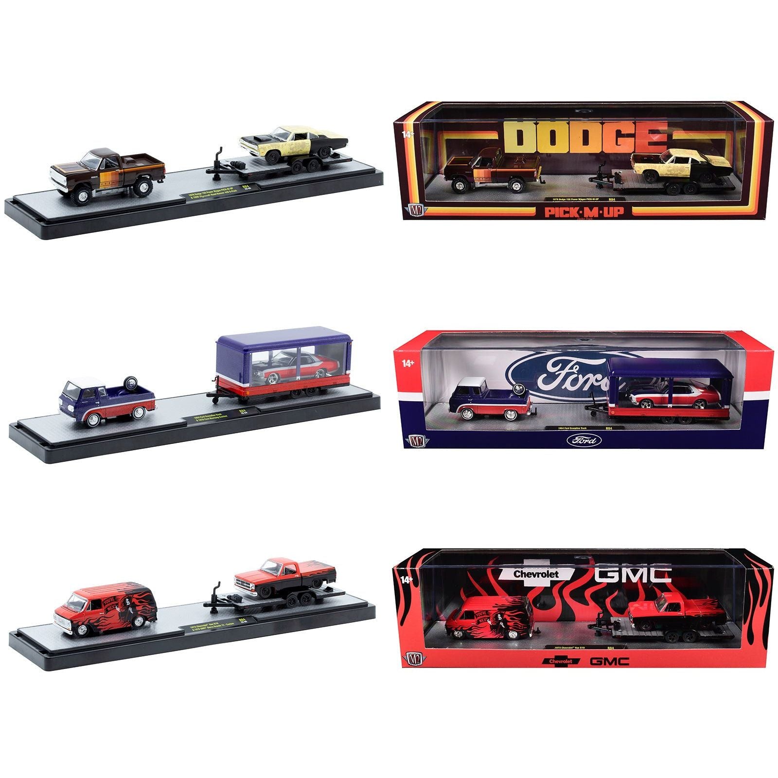 Auto Haulers Set of 3 Trucks Release 84 Limited Edition to 9600 pieces Worldwide 1/64 Diecast Models by M2 Machines - M2 - ModelCars.com