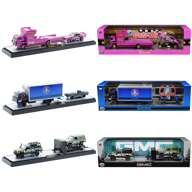 Auto Haulers Set of 3 Trucks Release 86 Limited Edition to 9600 pieces Worldwide 1/64 Diecast Models by M2 Machines-M2-ModelCars.com