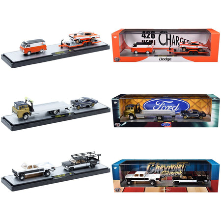 Auto Haulers Set of 3 Trucks Release 87 Limited Edition to 9600 pieces Worldwide 1/64 Diecast Models by M2 Machines-M2-ModelCars.com