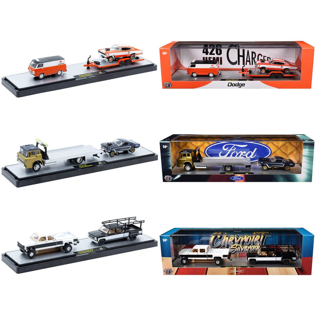 Auto Haulers Set of 3 Trucks Release 87 Limited Edition to 9600 pieces Worldwide 1/64 Diecast Models by M2 Machines-M2-ModelCars.com