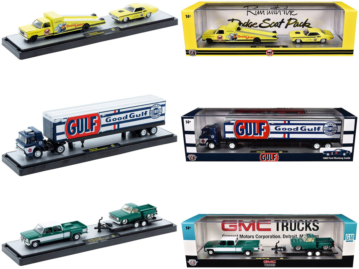 Auto Haulers Set of 3 Trucks Release 88 Limited Edition to 9600 pieces Worldwide 1/64 Diecast Models by M2 Machines-M2-ModelCars.com