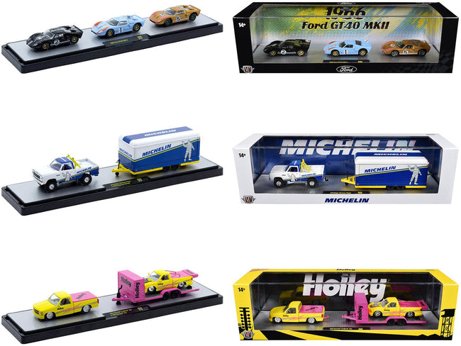 Auto Haulers Set of 3 Trucks Release 98 Limited Edition to 9400 pieces Worldwide 1/64 Diecast Model by M2 Machines-M2-ModelCars.com