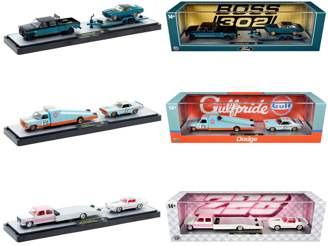 Auto Haulers Set of 3 Trucks Release 99 Limited Edition to 7600 pieces Worldwide 1/64 Diecast Models by M2 Machines-M2-ModelCars.com