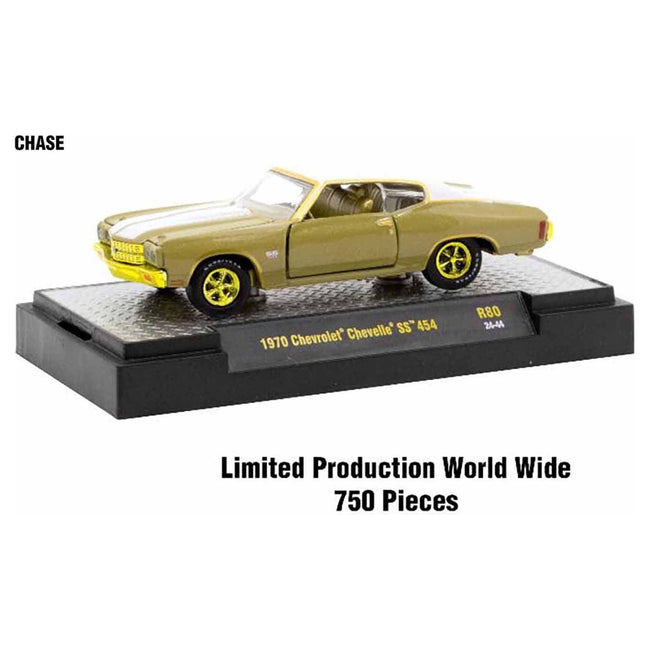 "Auto Meets" Set of 6 Cars IN DISPLAY CASES Release 80 Limited Edition 1/64 Diecast Model Cars by M2 Machines-M2-ModelCars.com