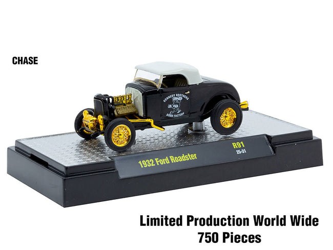"Auto Meets" Set of 6 Cars IN DISPLAY CASES Release 91 Limited Edition 1/64 Diecast Model Cars by M2 Machines-M2-ModelCars.com