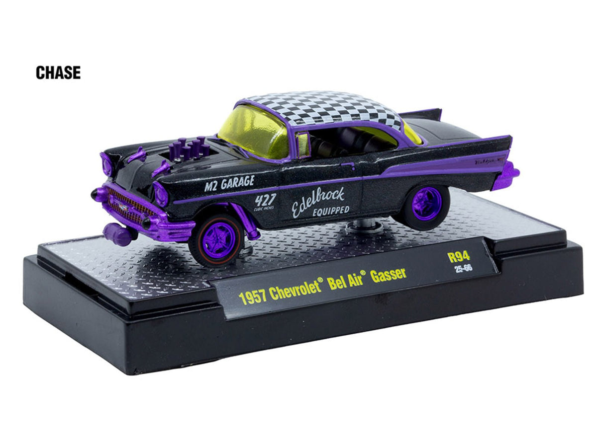 "Auto Meets" Set of 6 Cars IN DISPLAY CASES Release 94 Limited Edition 1/64 Diecast Model Cars by M2 Machines-M2-ModelCars.com