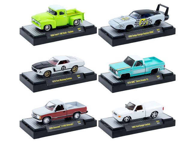 "Auto Meets" Set of 6 Cars IN DISPLAY CASES Release 97 Limited Edition 1/64 Diecast Model Cars by M2 Machines-M2-ModelCars.com