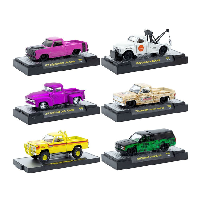 "Auto - Thentics" 6 piece Set Release 100 IN DISPLAY CASES Limited Edition 1/64 Diecast Model Cars by M2 Machines - M2 - ModelCars.com