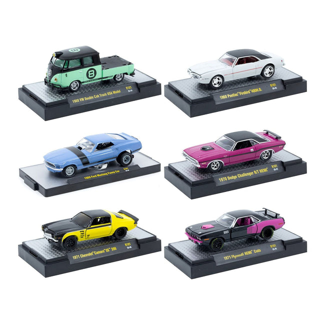 "Auto-Thentics" 6 piece Set Release 101 IN DISPLAY CASES Limited Edition 1/64 Diecast Model Cars by M2 Machines-M2-ModelCars.com