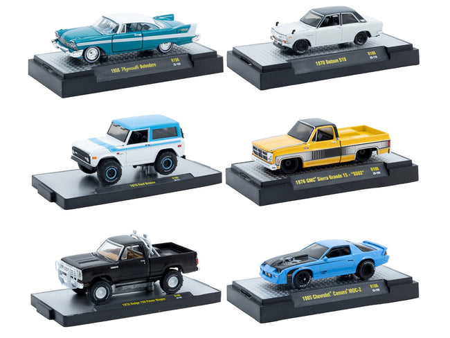 "Auto-Thentics" 6 piece Set Release 106 IN DISPLAY CASES Limited Edition 1/64 Diecast Model Cars by M2 Machines-M2-ModelCars.com