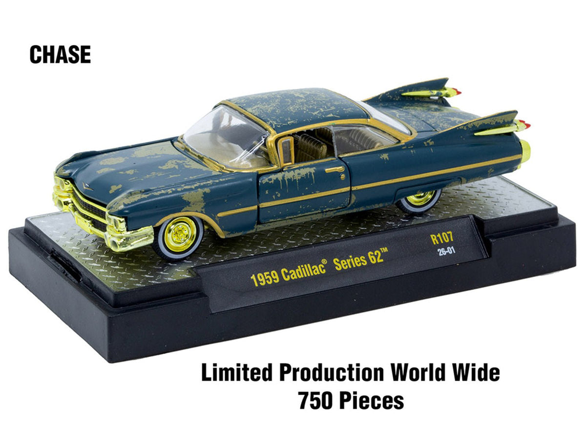 "Auto-Thentics" 6 piece Set Release 107 IN DISPLAY CASES Limited Edition 1/64 Diecast Model Cars by M2 Machines-M2-ModelCars.com