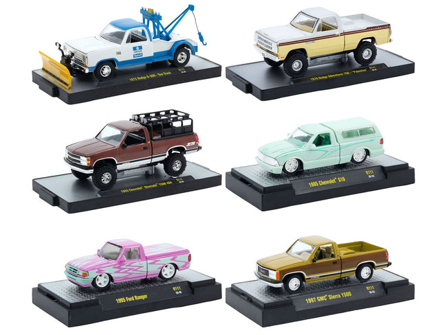 "Auto-Thentics" 6 piece Set Release 111 IN DISPLAY CASES Limited Edition 1/64 Diecast Model Cars by M2 Machines-M2-ModelCars.com