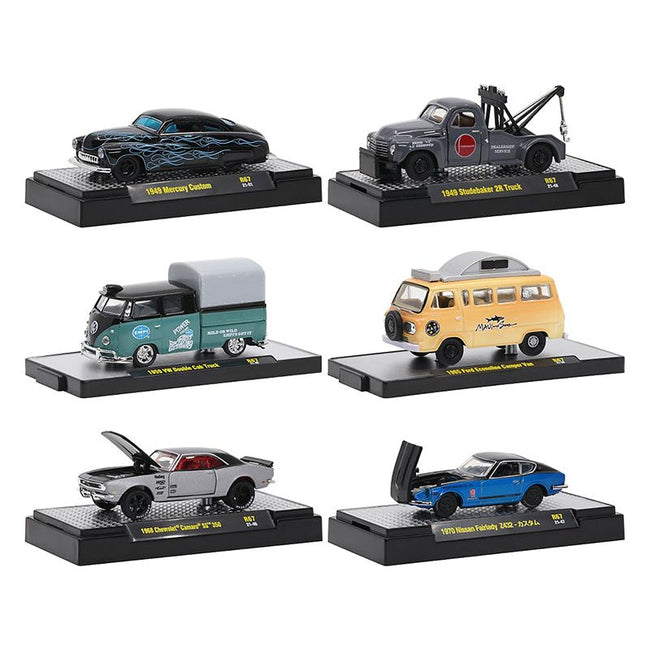 "Auto-Thentics" 6 piece Set Release 67 IN DISPLAY CASES Limited Edition to 8400 pieces Worldwide 1/64 Diecast Model Cars by M2 Machines-M2-ModelCars.com