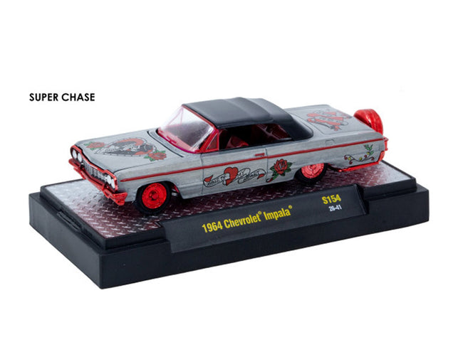 "Auto-Thentics" 6 piece Set Release S154 IN DISPLAY CASES Limited Edition 1/64 Diecast Model Cars by M2 Machines-M2-ModelCars.com