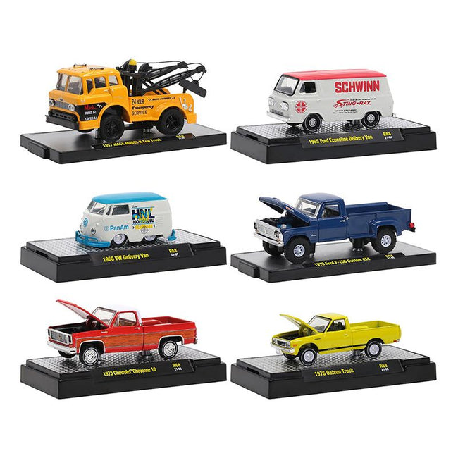"Auto Trucks" 6 piece Set Release 68 IN DISPLAY CASES Limited Edition to 8400 pieces Worldwide 1/64 Diecast Model Cars by M2 Machines-M2-ModelCars.com