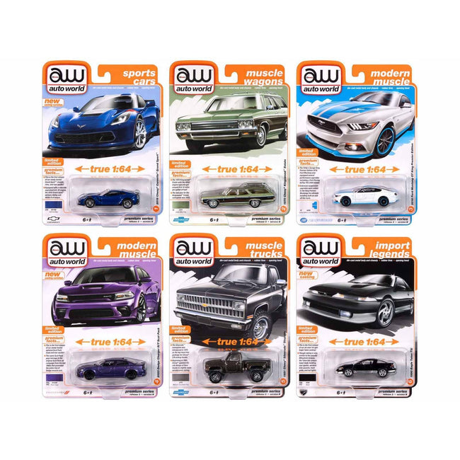 Auto World Premium 2024 Set B of 6 pieces Release 3 1/64 Diecast Model Cars by Auto World-Autoworld-ModelCars.com