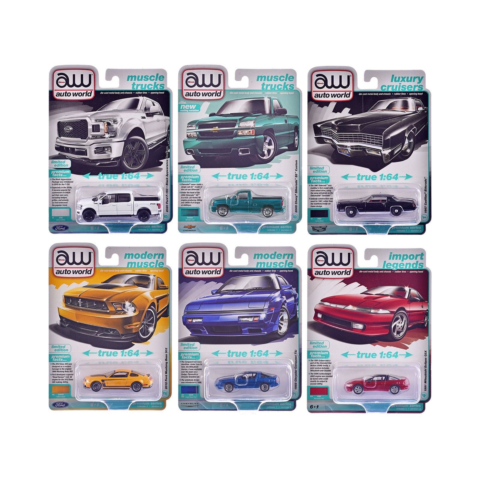 Auto World Premium 2025 Release 1 Set A of 6 pieces 1/64 Diecast Model Cars by Auto World - Autoworld - ModelCars.com