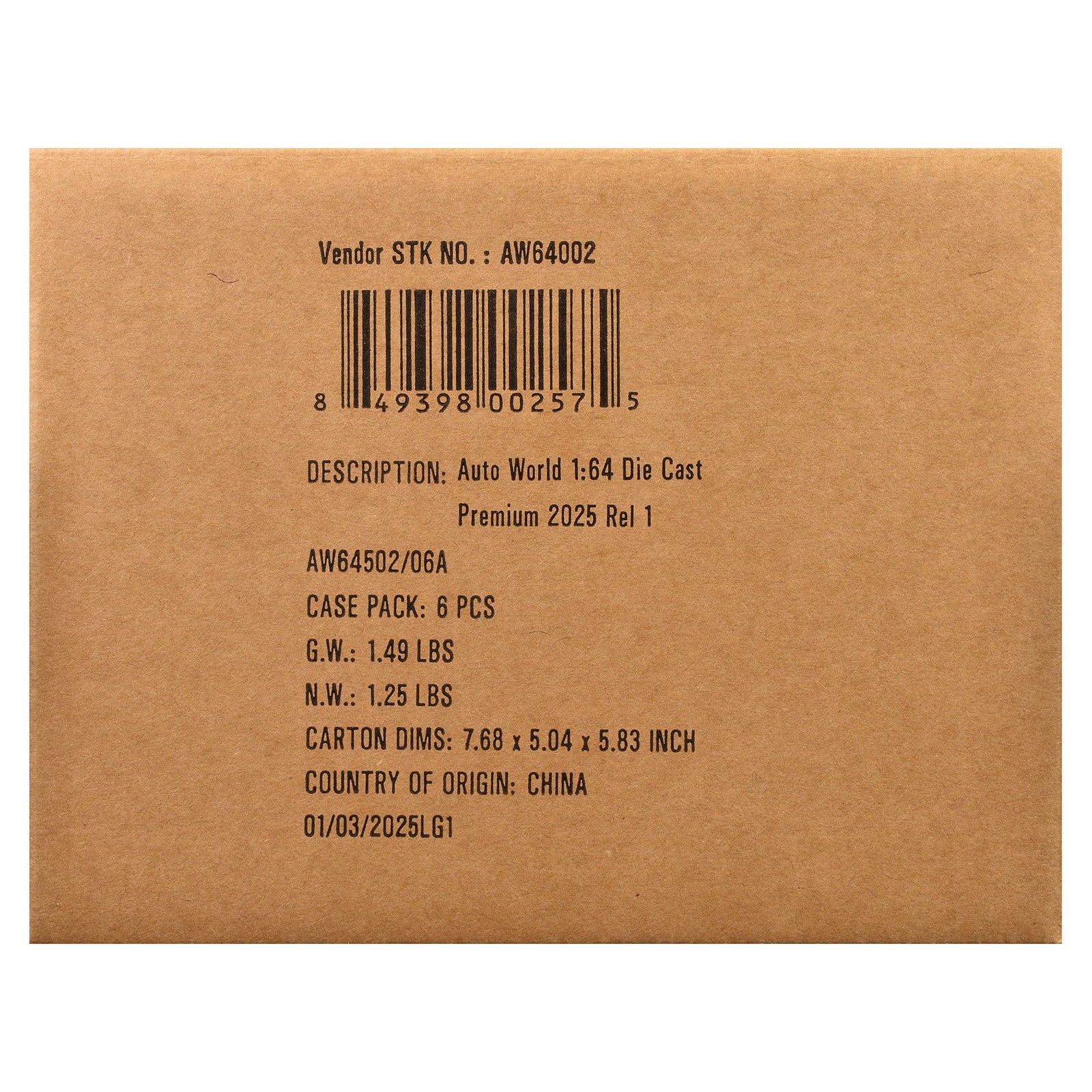 Auto World Premium 2025 Release 1 Set A of 6 pieces 1/64 Diecast Model Cars by Auto World - Autoworld - ModelCars.com