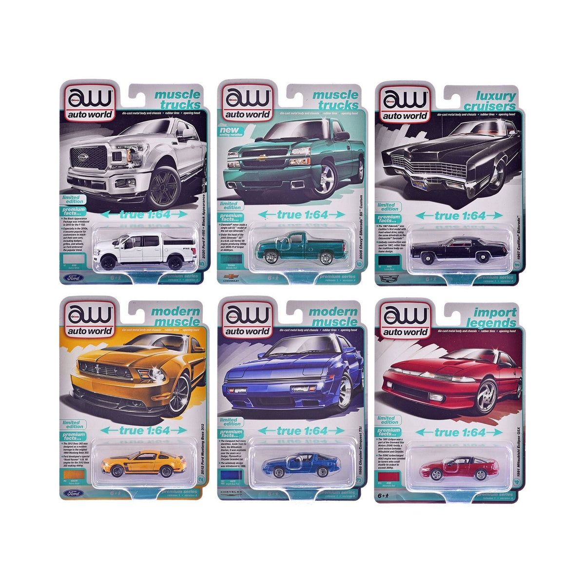 Auto World Premium 2025 Release 1 Set A of 6 pieces 1/64 Diecast Model Cars by Auto World-Autoworld-ModelCars.com