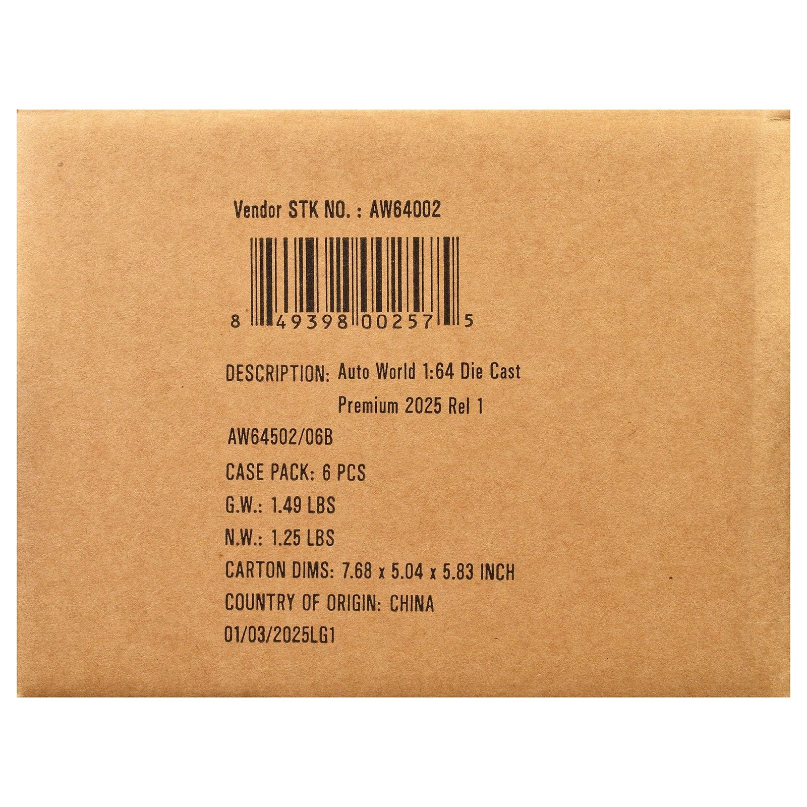 Auto World Premium 2025 Release 1 Set B of 6 pieces 1/64 Diecast Model Cars by Auto World - Autoworld - ModelCars.com